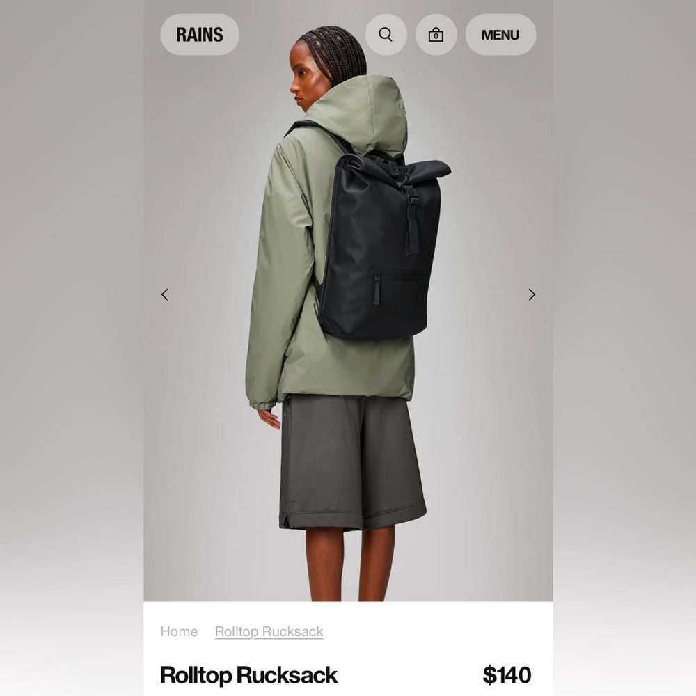 PRICE FIRM Rains Rolltop Rucksack Waterproof Backpack Black NEW w/Tags MSRP $140 - Picture 8 of 10